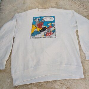 Hanes Vintage White Hellfire & the Dalmatians Crew Neck Sweatshirt Size L